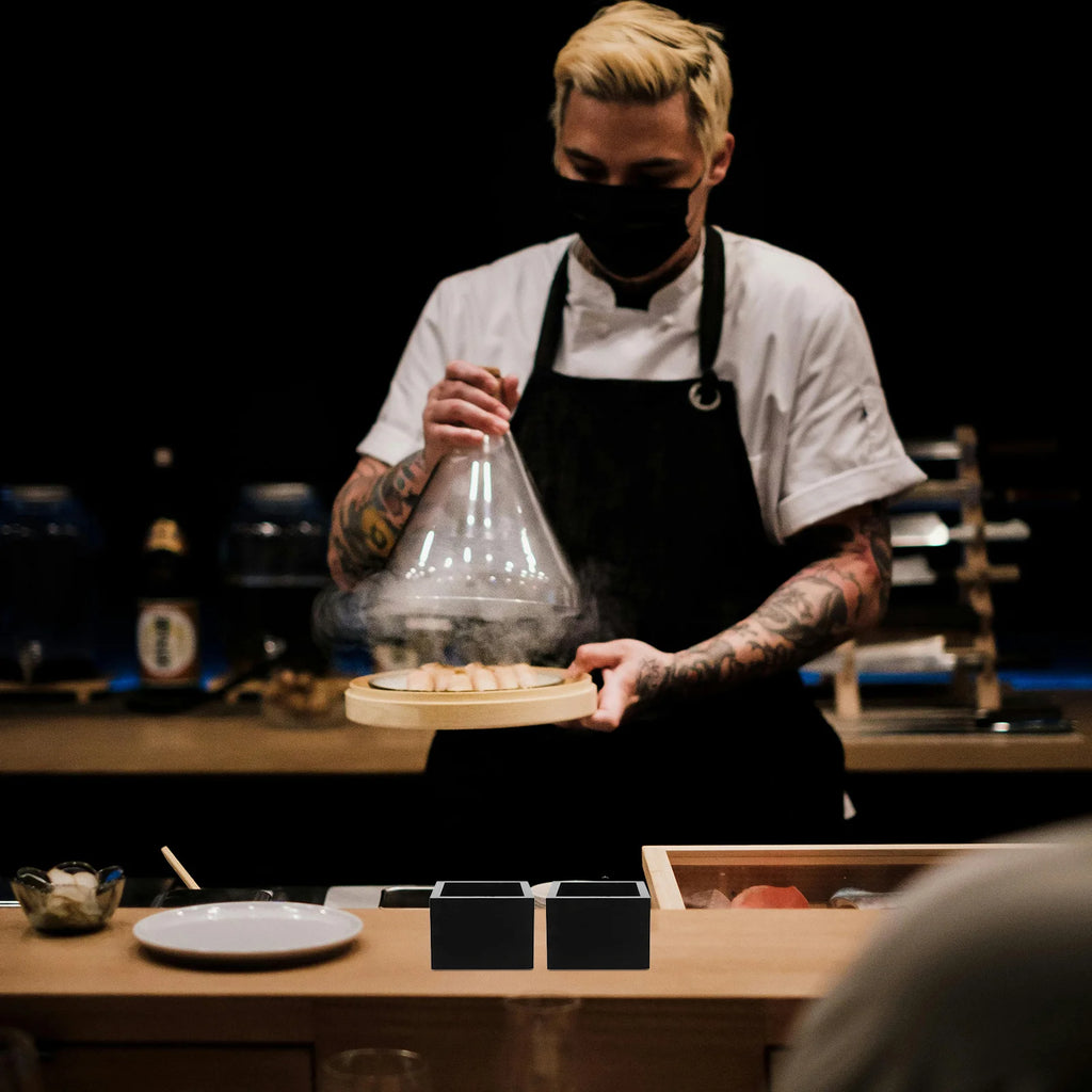 Black Wooden Sake Box (2 Pieces)