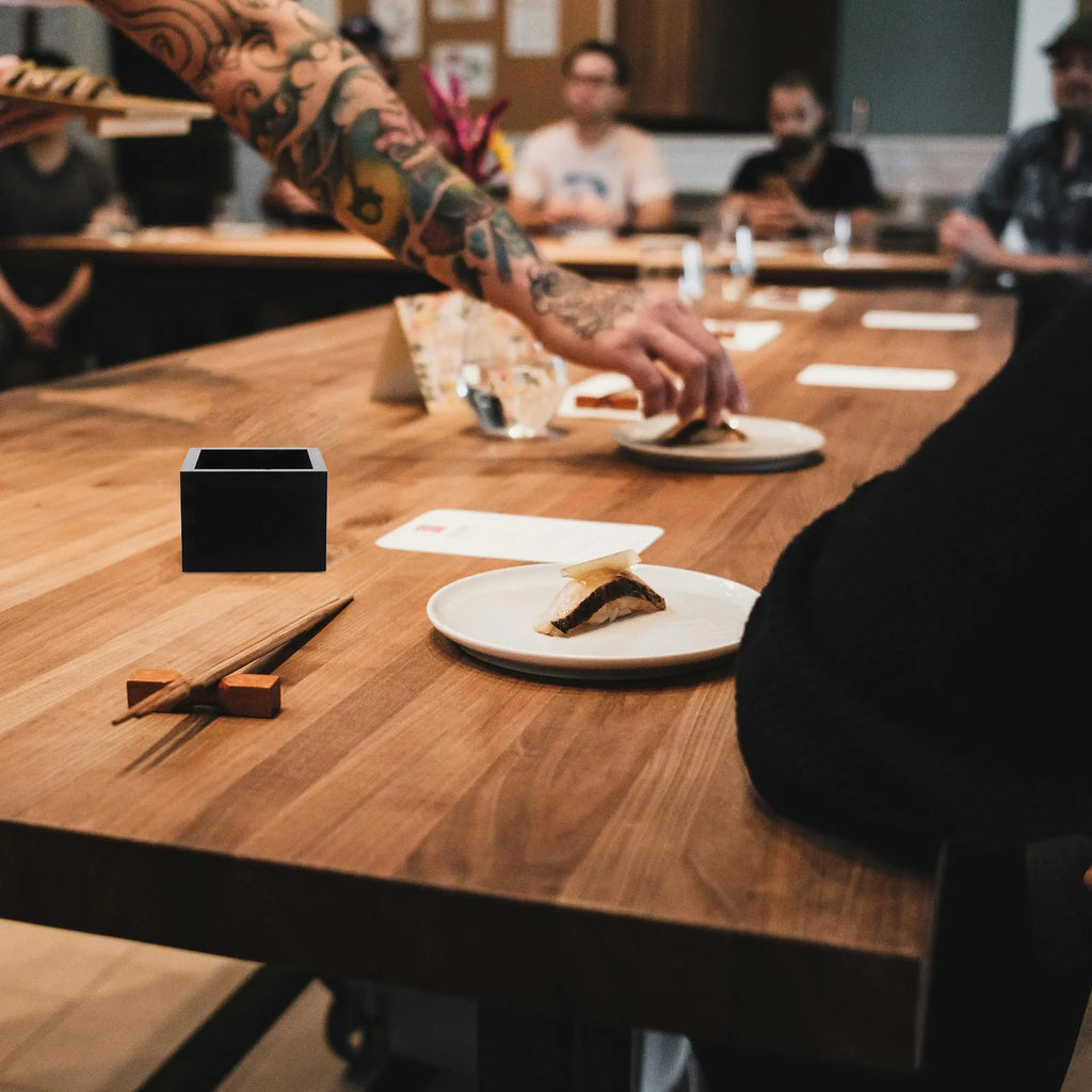 Black Wooden Sake Box (2 Pieces)