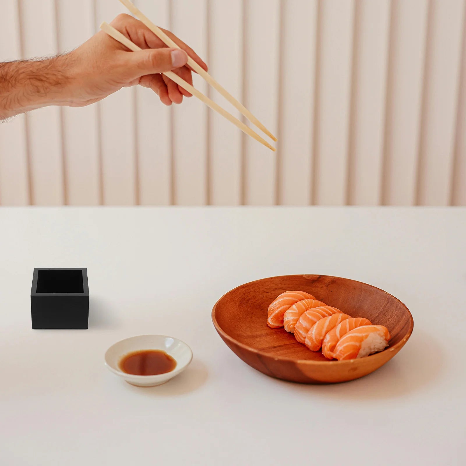 Black Wooden Sake Box (2 Pieces)