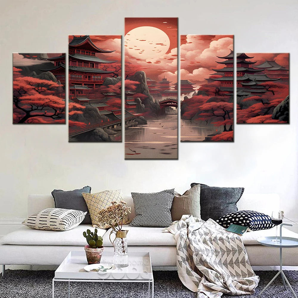 Blood Moon Japanese Landscape Poster