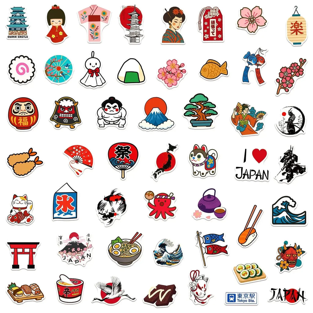 Bulk Traditional Waterproof Japanese Stickers