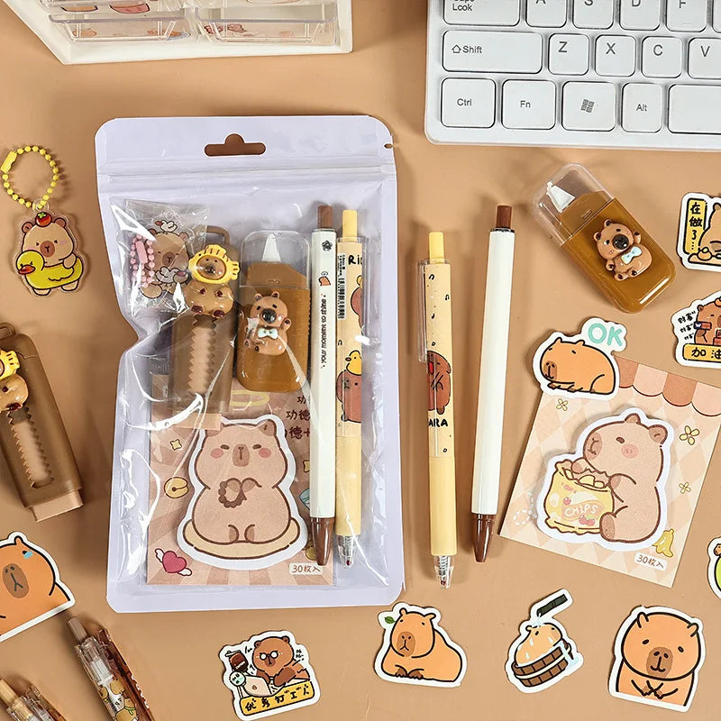 Capybara School Stationery Set with Stickers
