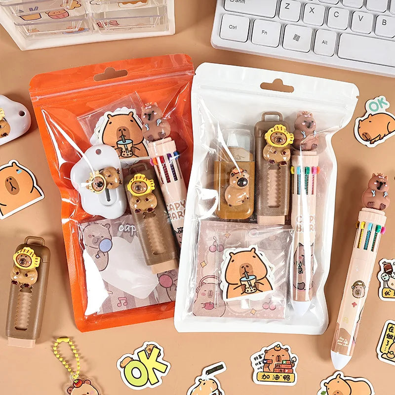 Capybara School Stationery Set with Stickers