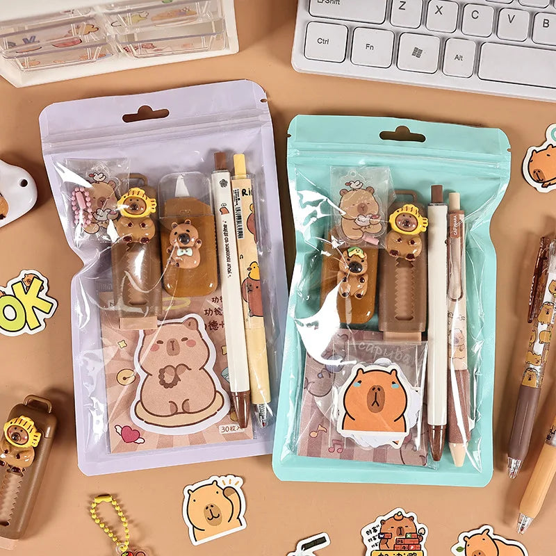 Capybara School Stationery Set with Stickers