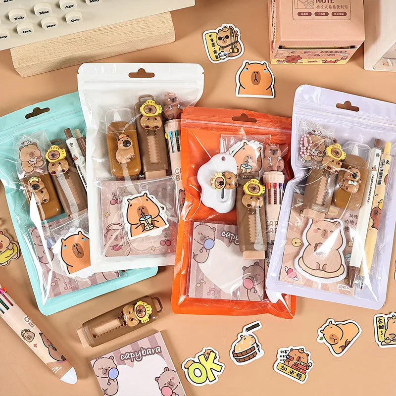 Capybara School Stationery Set with Stickers