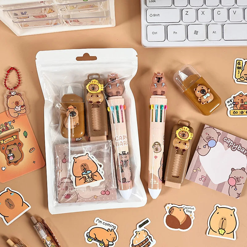Capybara School Stationery Set with Stickers