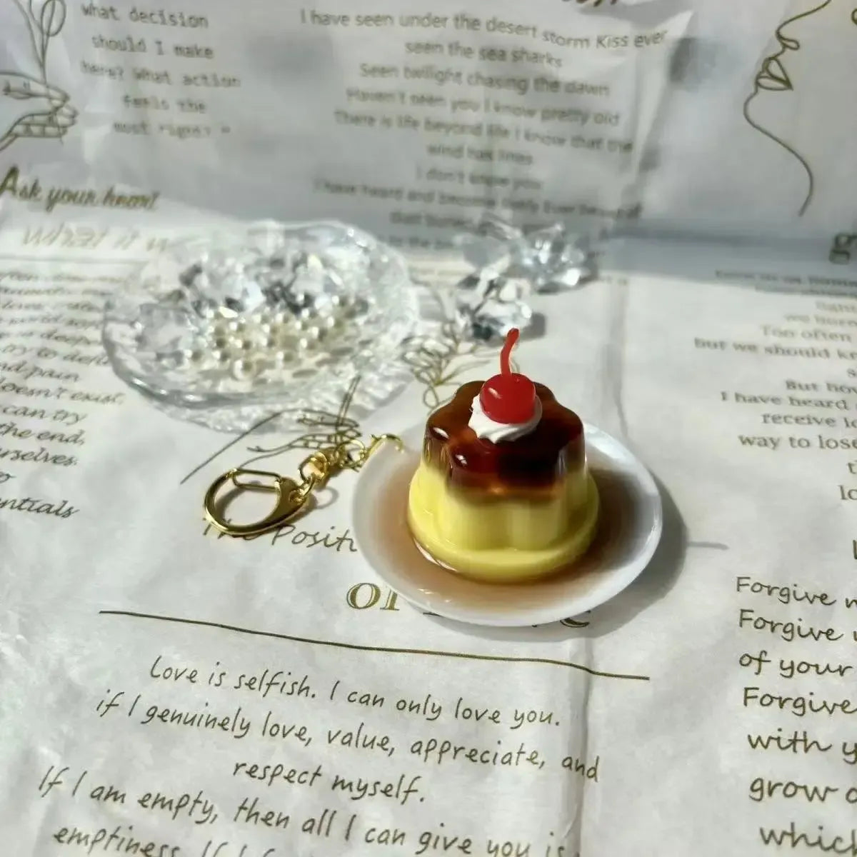 Caramel Pudding Key Chain