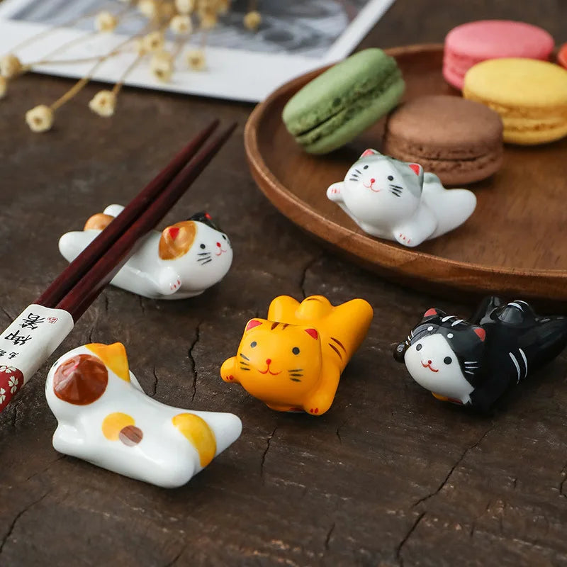 Cat Underglaze Ceramic Chopstick Holder