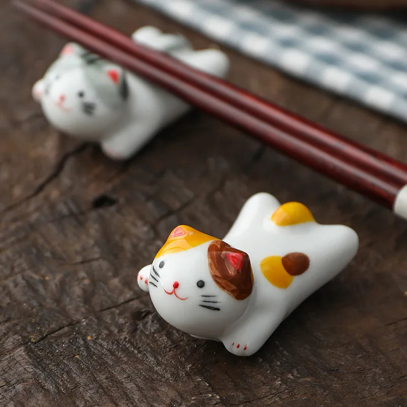 Cat Underglaze Ceramic Chopstick Holder