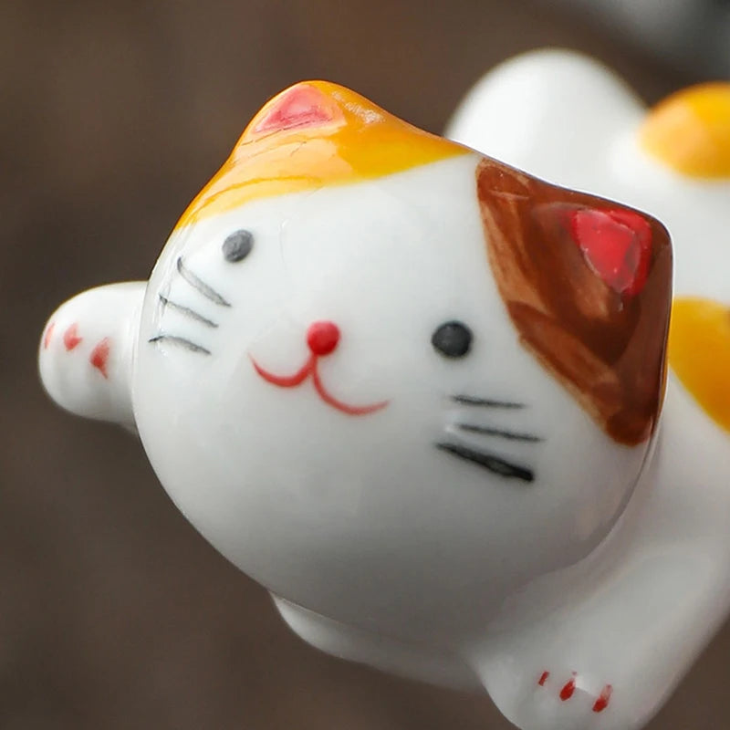 Cat Underglaze Ceramic Chopstick Holder