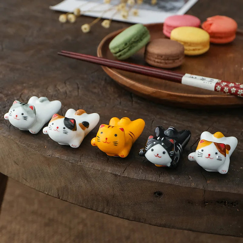 Cat Underglaze Ceramic Chopstick Holder