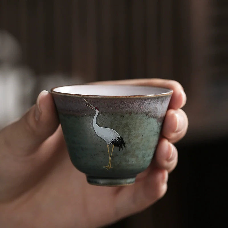 Ceramic Crane Coffee Cup