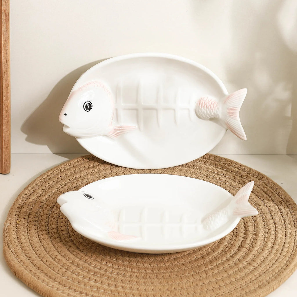 Ceramic Underglaze Salmon Plate