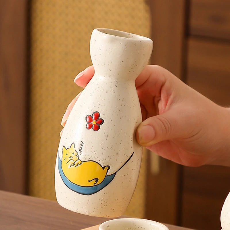 Cute Cat Ceramic Sake Set