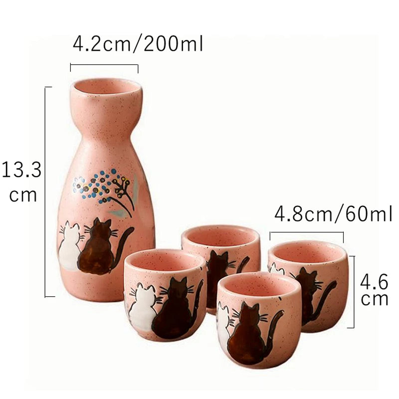 Cute Cat Ceramic Sake Set