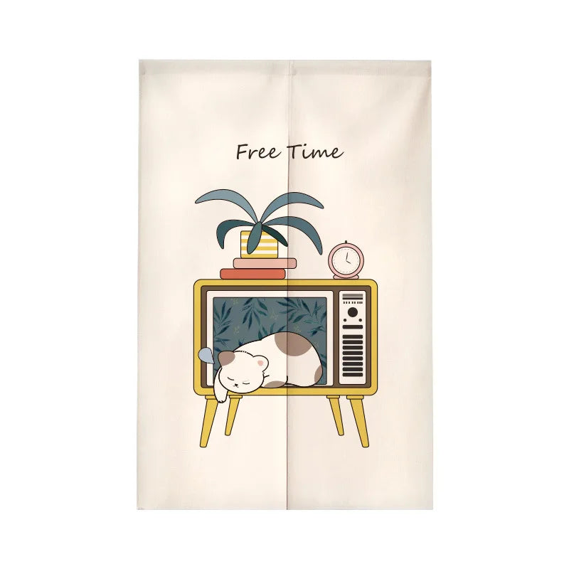 Cute Cat Half Curtain