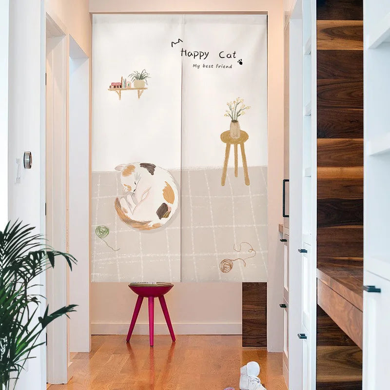 Cute Cat Half Curtain