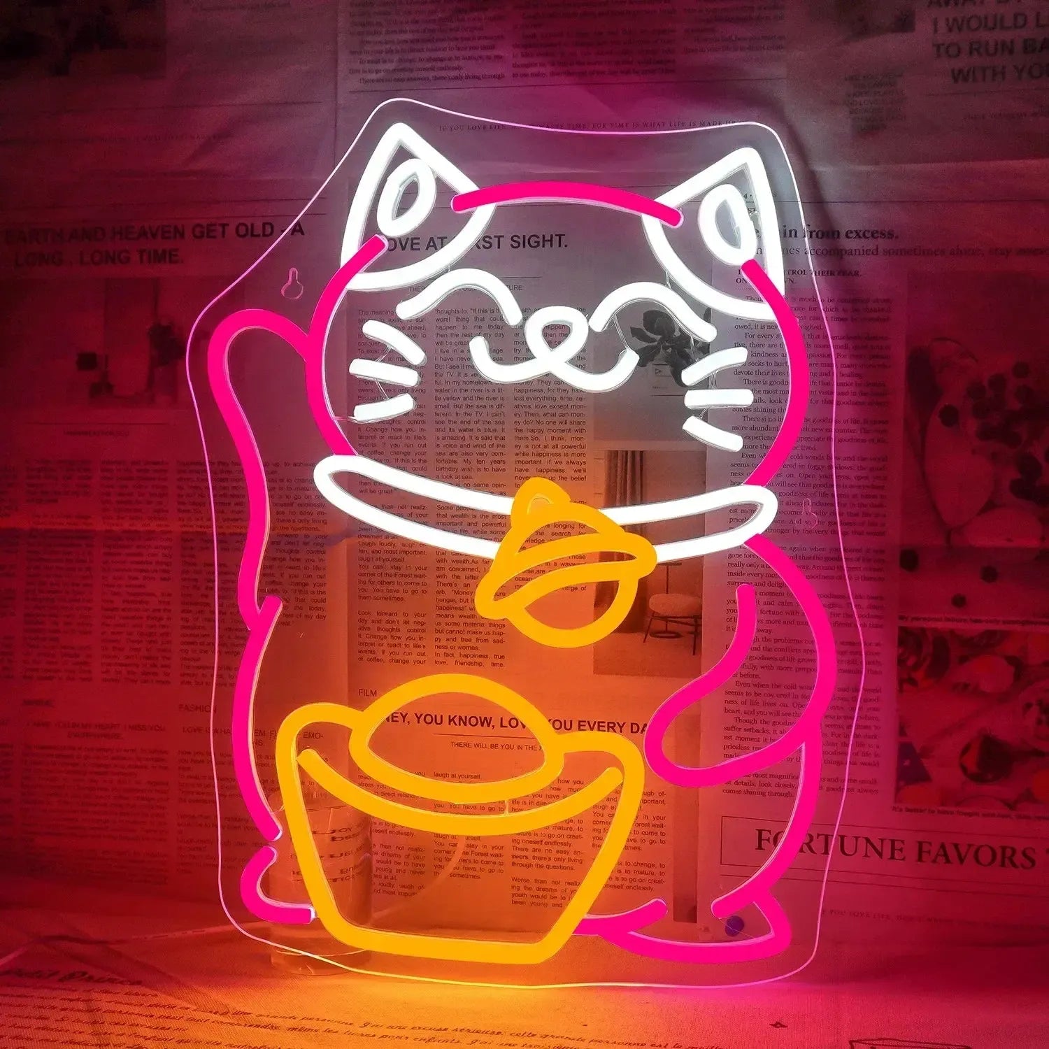 Fortune Lucky Cat Ramen Neon Sign