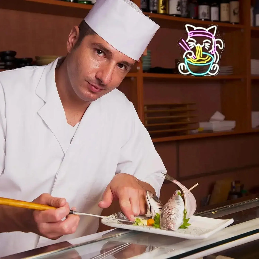 Fortune Lucky Cat Ramen Neon Sign