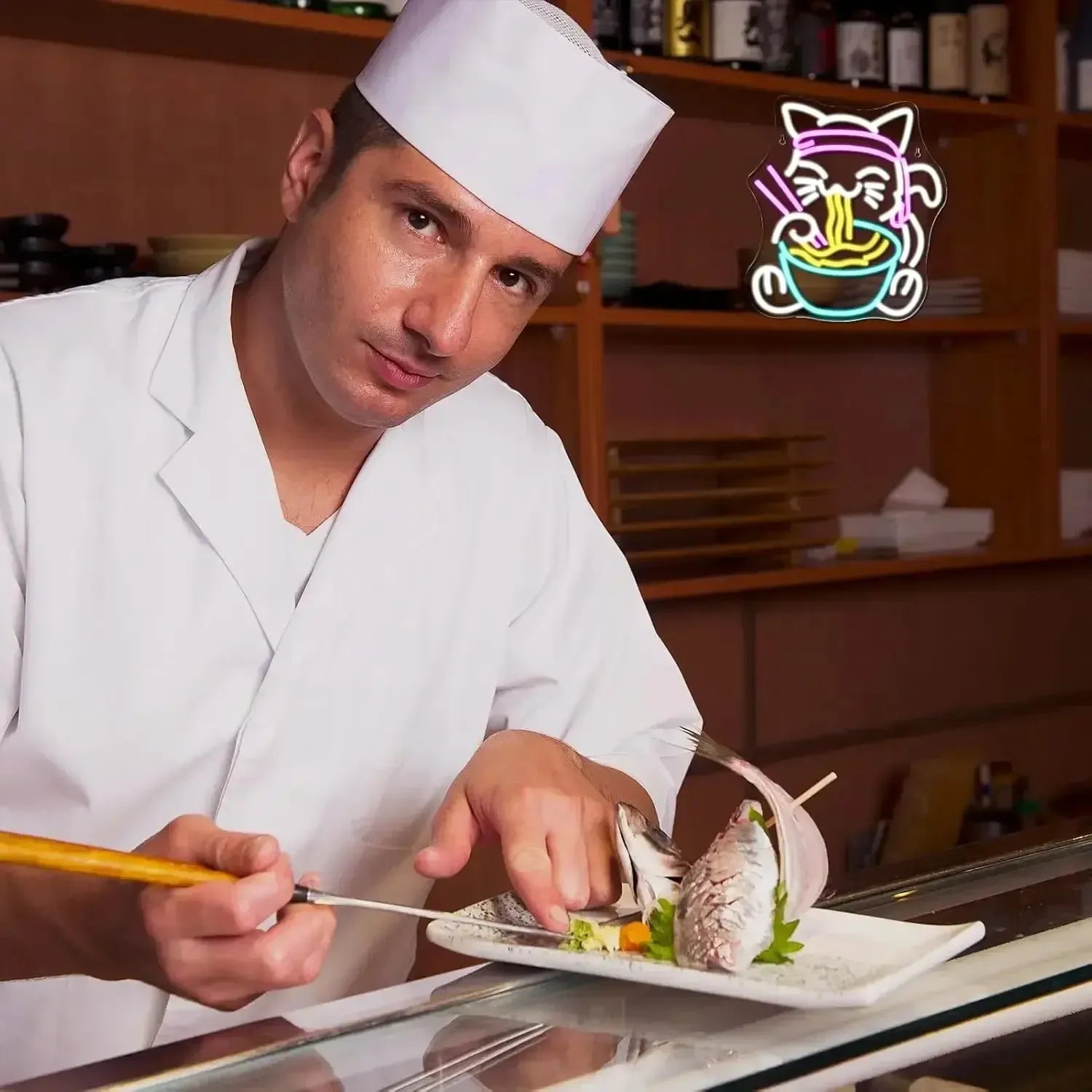 Fortune Lucky Cat Ramen Neon Sign