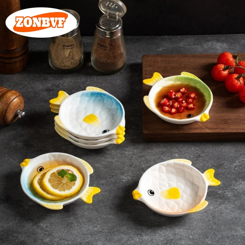 Japanese Cartoon Fish Ceramic Plate