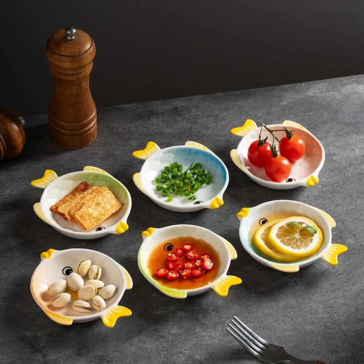 Japanese Cartoon Fish Ceramic Plate