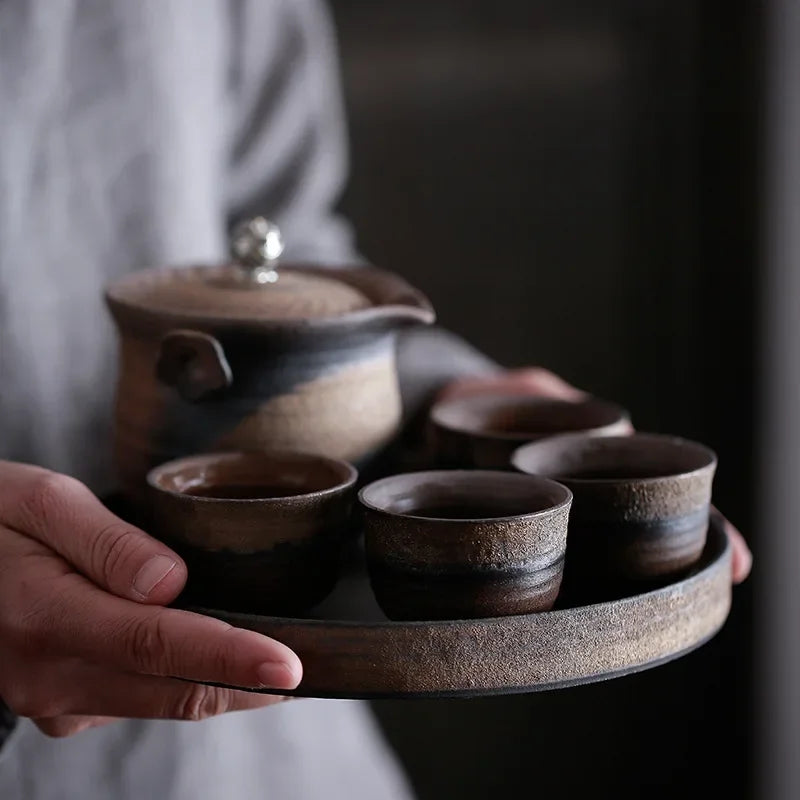 Japanese Crude Ceramic Tea Set