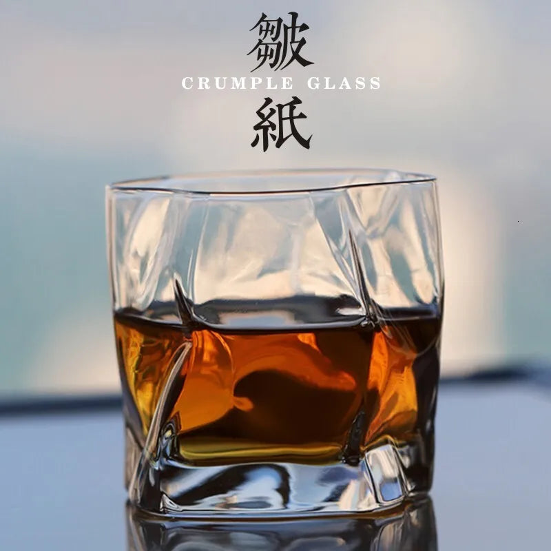 Japanese Edo Crumbled Paper Design Whisky Glass