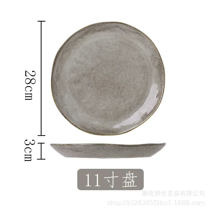 Japanese Irregular Wabisabi Ceramic Plate