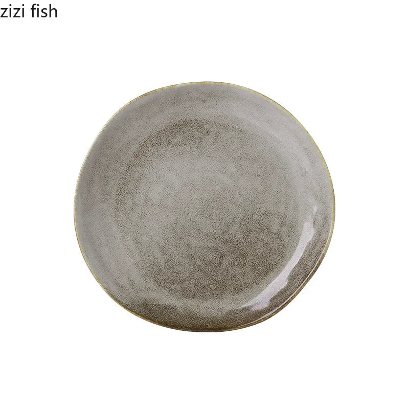 Japanese Irregular Wabisabi Ceramic Plate