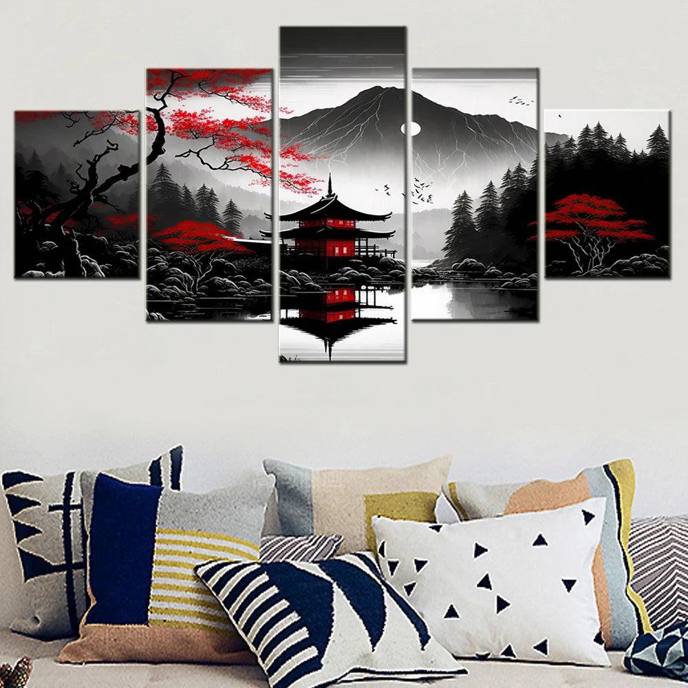 Japanese Mountain Landscape Poster