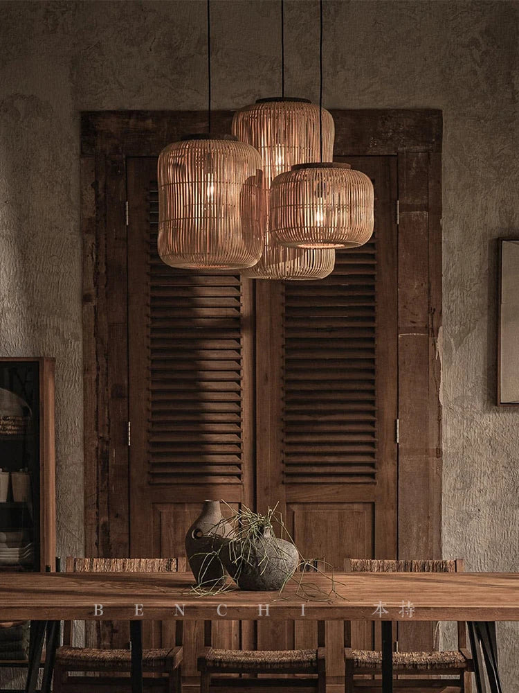 Japanese Rattan Pendant Light