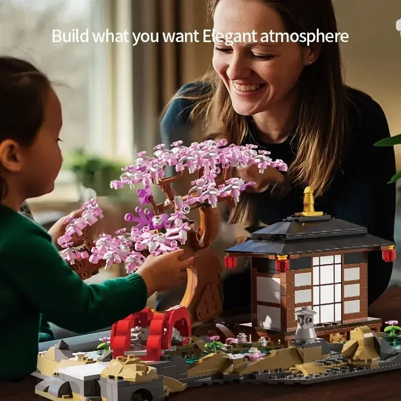 Japanese Sakura House Cherry Blossom Building Blocks