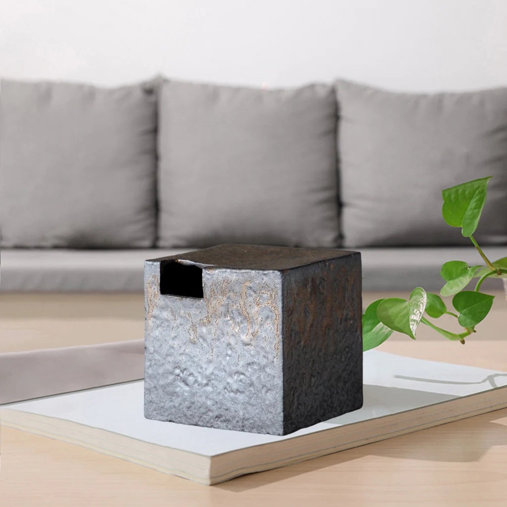 Japanese Style Ikebana Ceramic Cube Vase