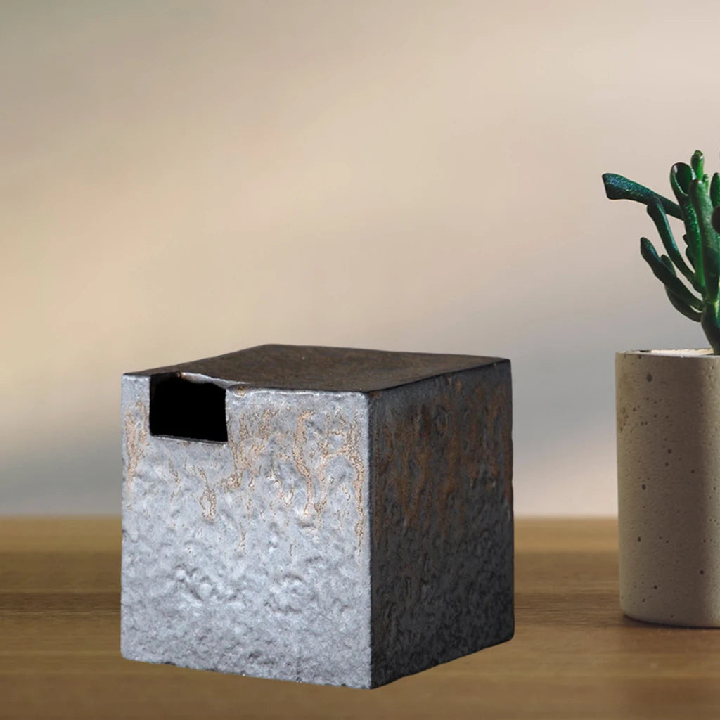 Japanese Style Ikebana Ceramic Cube Vase