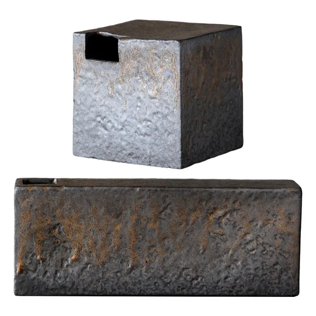 Japanese Style Ikebana Ceramic Cube Vase