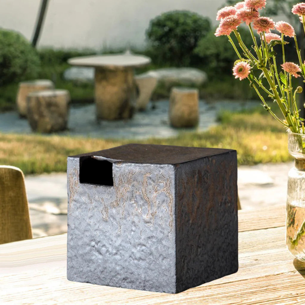 Japanese Style Ikebana Ceramic Cube Vase