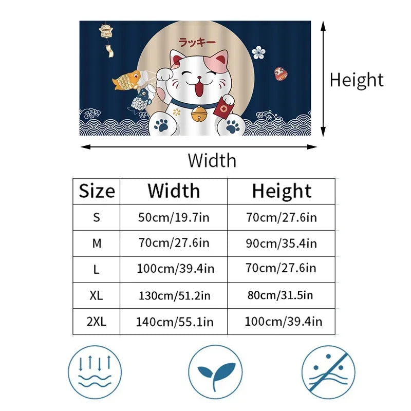 Lucky Cat Kitchen Curtains