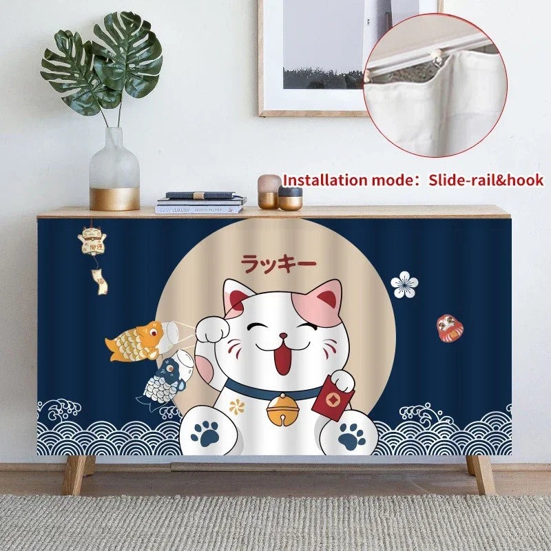 Lucky Cat Kitchen Curtains