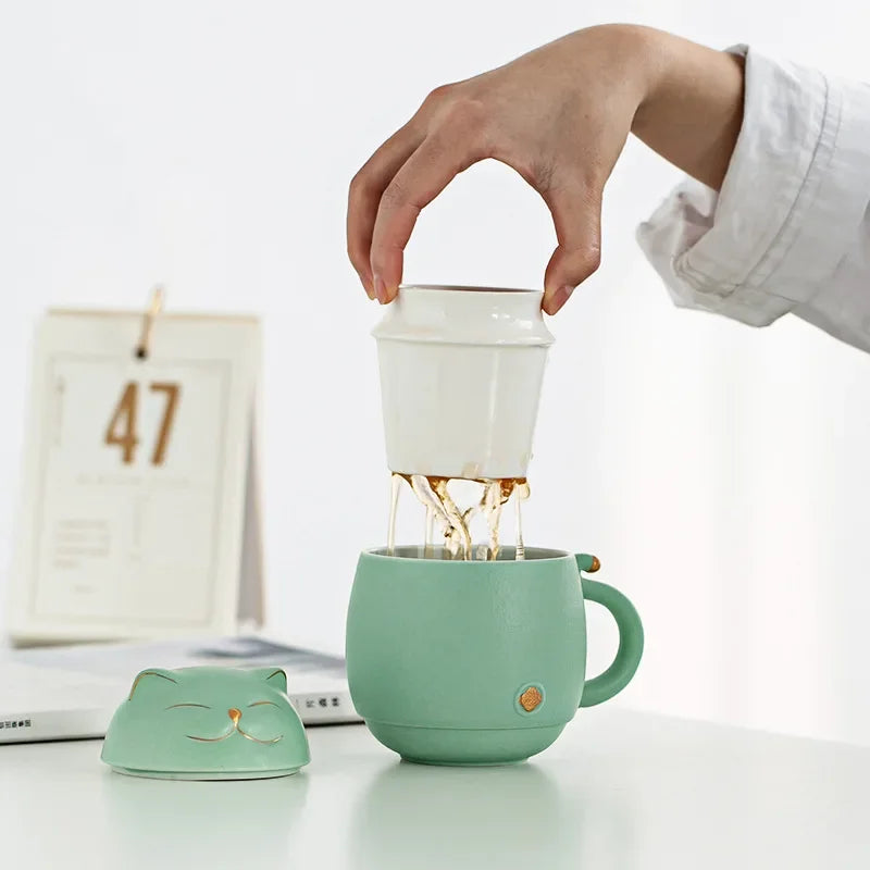 Lucky Neko Cat Portable Tea Mug