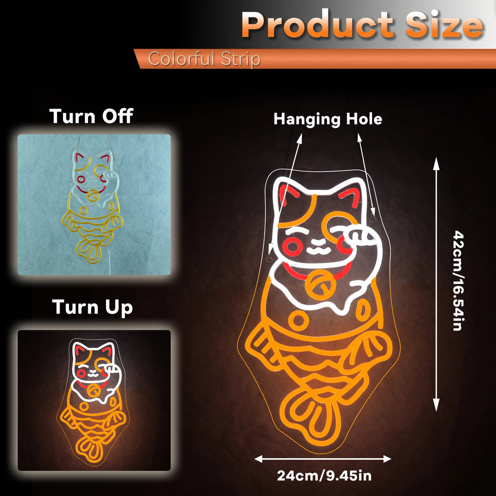 Lucky Neko Mermaid Neon Sign