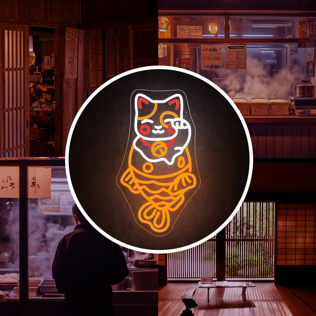 Lucky Neko Mermaid Neon Sign