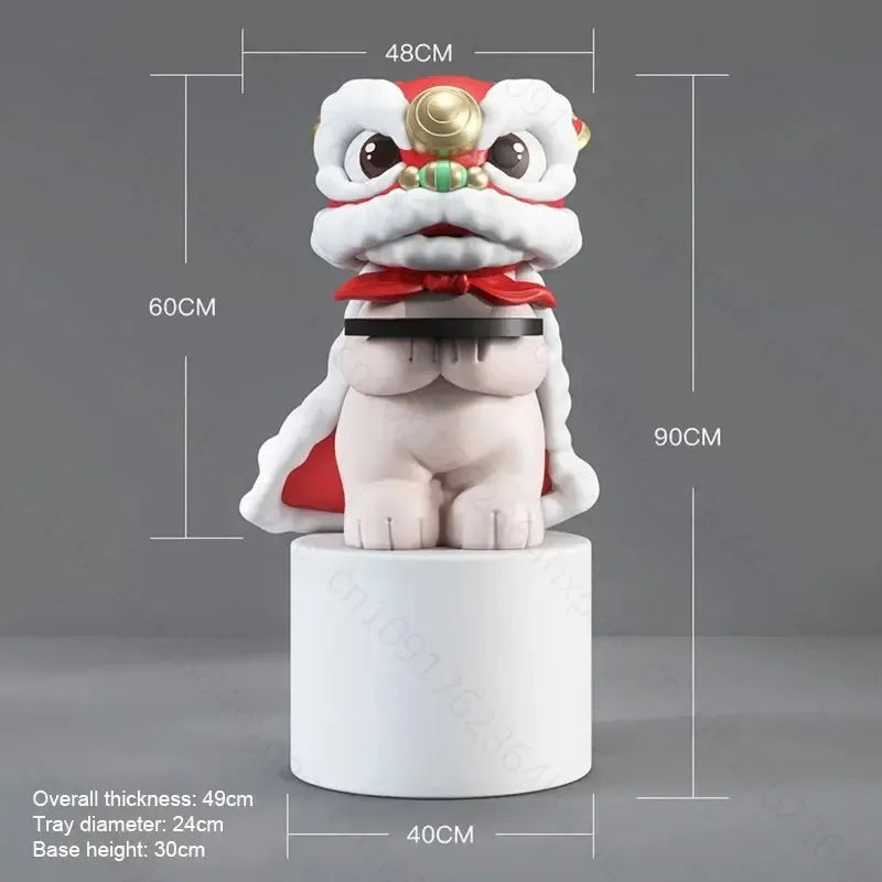 Luxury Lion Art Statue with Tray