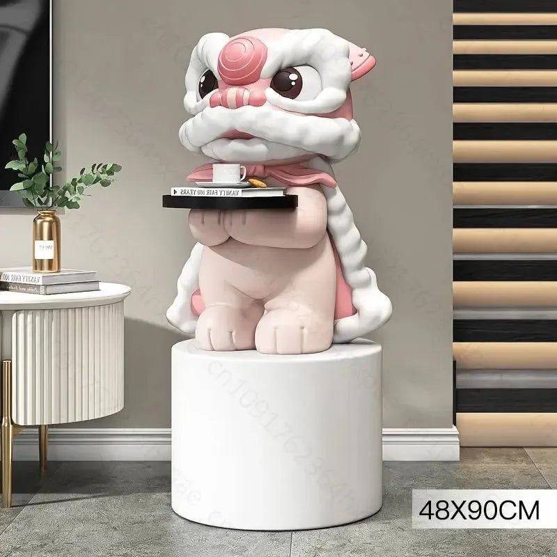 Luxury Lion Art Statue with Tray