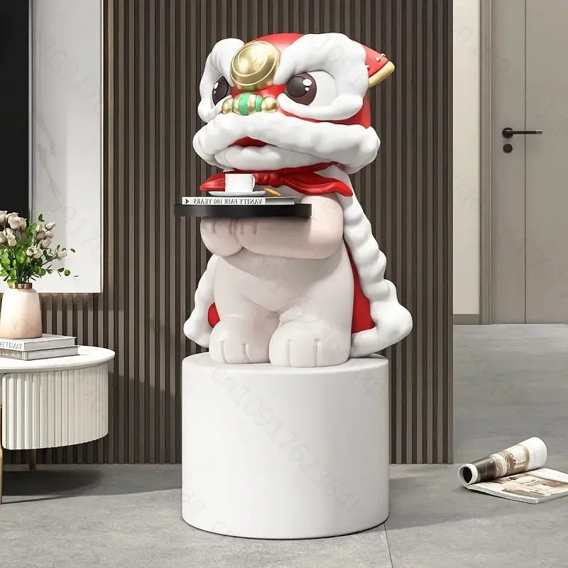 Luxury Lion Art Statue with Tray