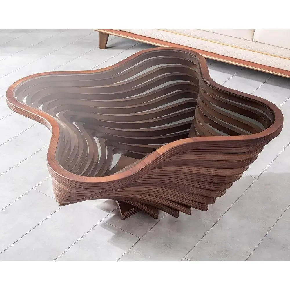 Natural Walnut Wave Coffee Table