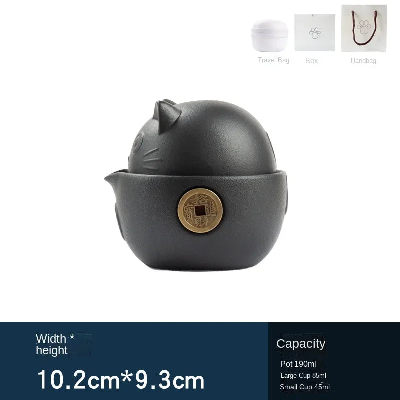 Portable Neko Ceramic Tea Set