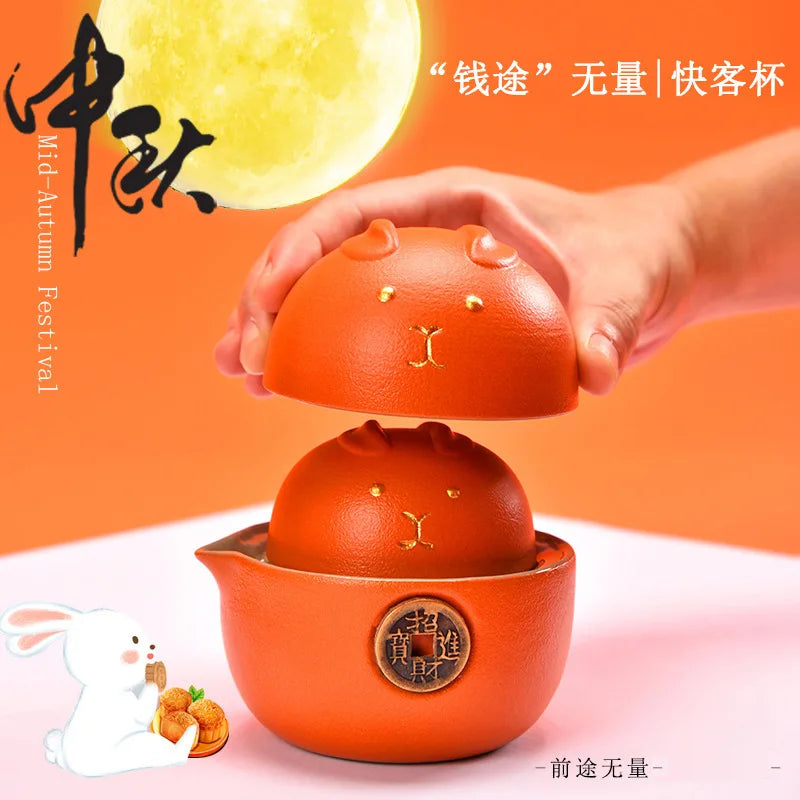Portable Neko Ceramic Tea Set