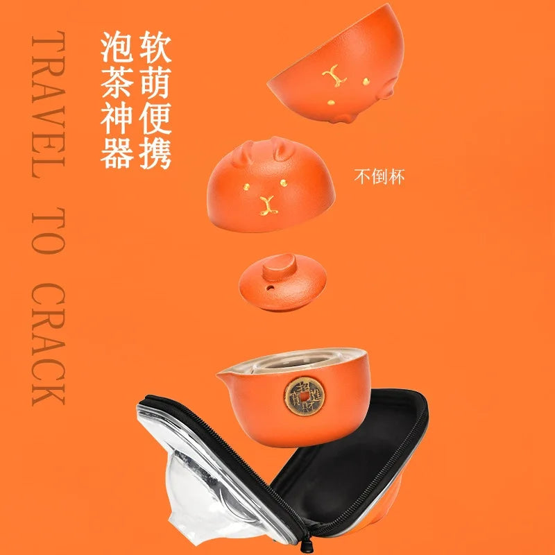 Portable Neko Ceramic Tea Set