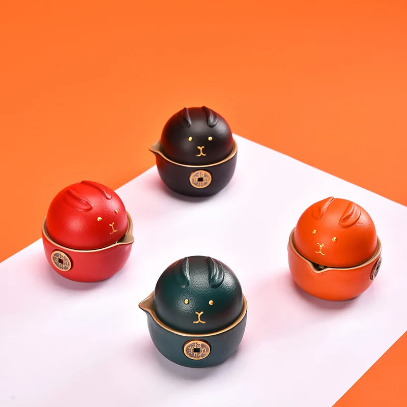 Portable Neko Ceramic Tea Set